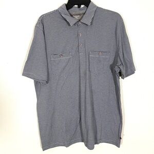 Toad & Co Short Sleeve Polo Shirt Mens Size Large Gray Black Stripe